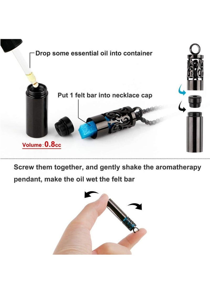 Meetion Essential Oil Necklaces for Women/Men, Diffuser Necklace 316L Stainless Steel, Diffuser Pendant for Men with 10 Felt Pads, Aromatherapy Necklace Gift Set for Birthday, Christmas - Image 5