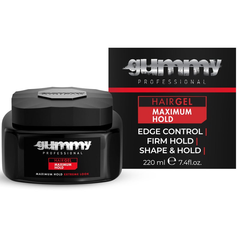 Gummy Professional Hair Gel for Men and Women â€“ Strong Hold Styling Gel for Slick Back, Curls, Braids, Twists & Edge Control â€“ Clear Gel for Shine, Conditioning, and Neat, Lasting Hairstyles â€“ 220 ml - Image 1
