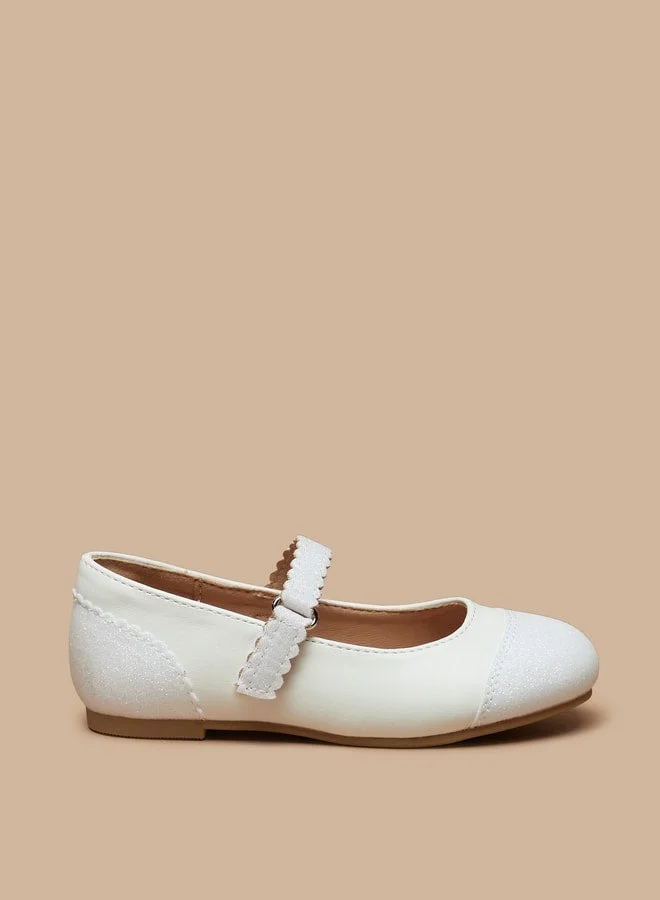 جونيورز حذاء باليرينا بناتي بنقوش مع إغلاق بشريط لاصق