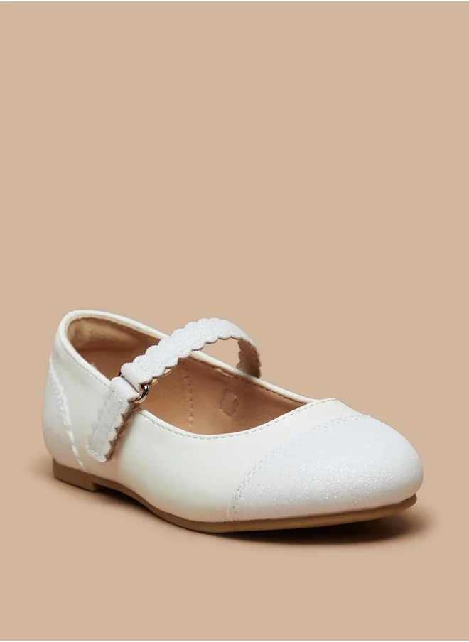 جونيورز Girls Textured Ballerina Shoes With Hook And Loop Closure