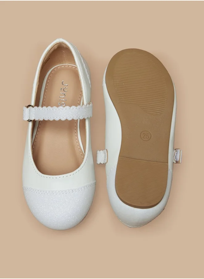 JUNIORS Girls Textured Ballerina Shoes With Hook And Loop Closure