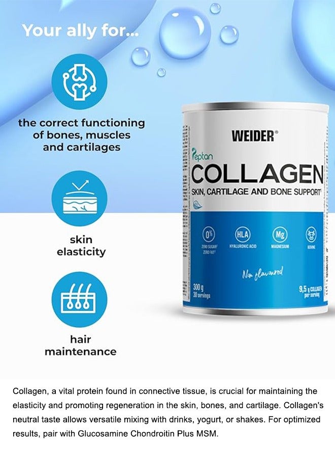 Weider Collagen Peptan Skin, Cartilage and Bone Support, Zero Sugar, Zero Fat 9.5g Collagen per servings, 300 Grams - Non Flavoured - Image 3