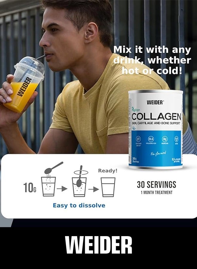 Weider Collagen Peptan Skin, Cartilage and Bone Support, Zero Sugar, Zero Fat 9.5g Collagen per servings, 300 Grams - Non Flavoured - Image 2