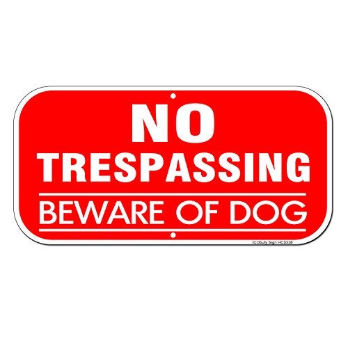 ICObuty No Trespassing Beware of Dog Sign, 6 x 12 Inch 40 Mil Refelective Rust Free Aluminum Sign (Red Beware of Dog Sign) - Image 3