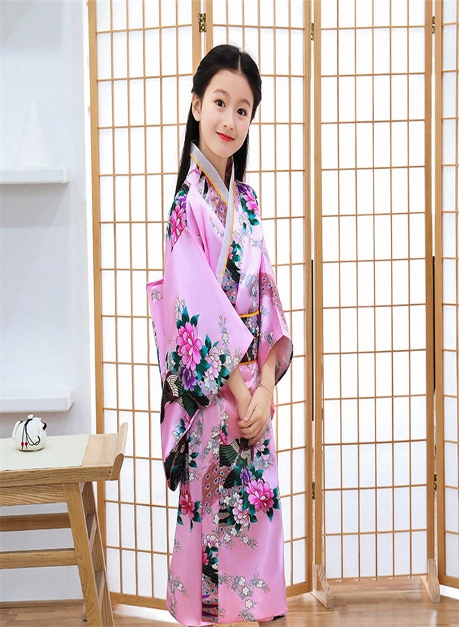 Loquat Kimono Japanese Style Bathrobe Children's Clothing Pink - Image 1