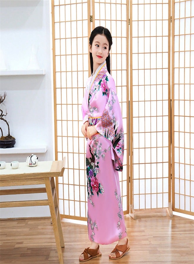 Loquat Kimono Japanese Style Bathrobe Children's Clothing Pink - Image 3