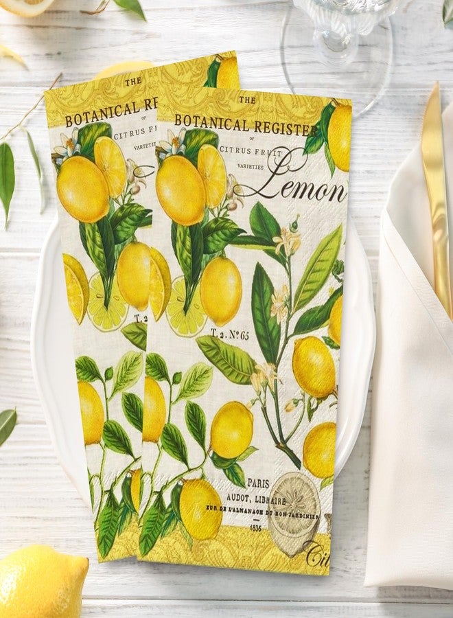 JarThenaAMCS 100Pcs Lemon Guest Napkin Vintage Spring Summer Disposable Paper Napkin Retro Yellow Lemon Dinner Hand Napkin for Dining Bathroom Supplies - Image 3