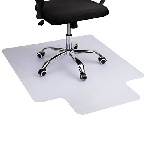 Mind Reader Office Chair Mat for Carpet  Heavy Duty PVC Floor Protector Transparent Chair Mat for Carpeted Floors 355L x 475W x 00625H Clear - Image 1