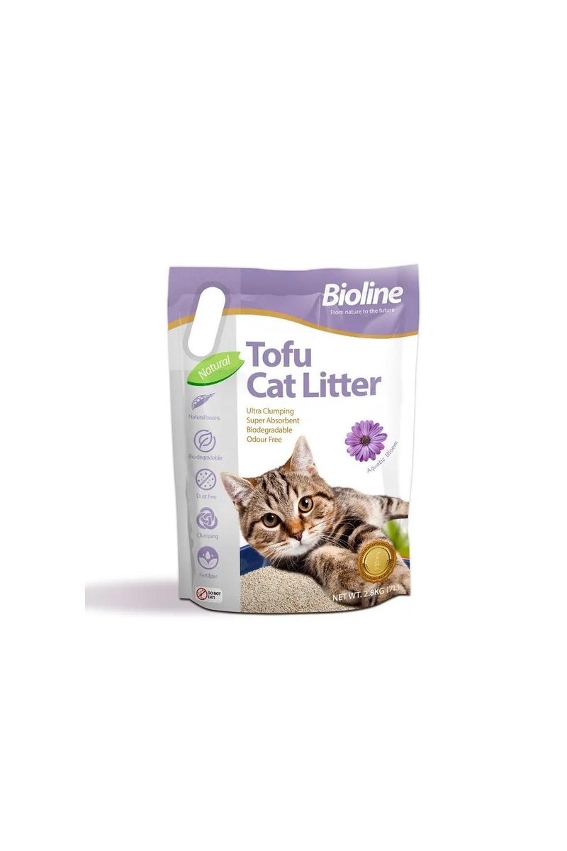 بايولاين رمل القطط بيولاين توفو 7 لتر – برائحة الزهور المائية، تكتل طبيعي ومنع الروائح - Image 1