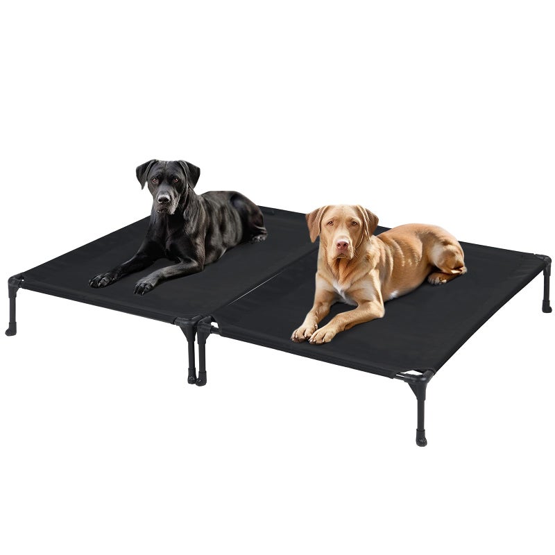 Veehoo 2 Pack Raised Dog Bed, Cooling Elevated Dog Bed, Portable Pet Cot with Washable & Breathable Mesh, No-Slip Feet, Durable Dogs Cots Beds for Large Dogs, 42" x 30", Black, CWC1803-L - Image 1