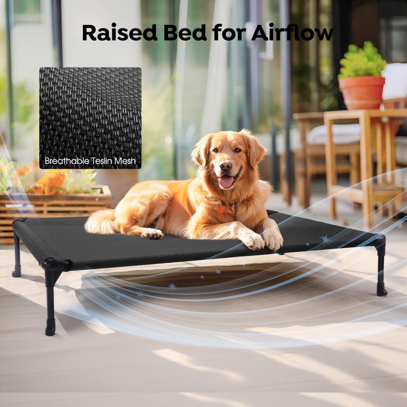 Veehoo 2 Pack Raised Dog Bed, Cooling Elevated Dog Bed, Portable Pet Cot with Washable & Breathable Mesh, No-Slip Feet, Durable Dogs Cots Beds for Large Dogs, 42" x 30", Black, CWC1803-L - Image 4