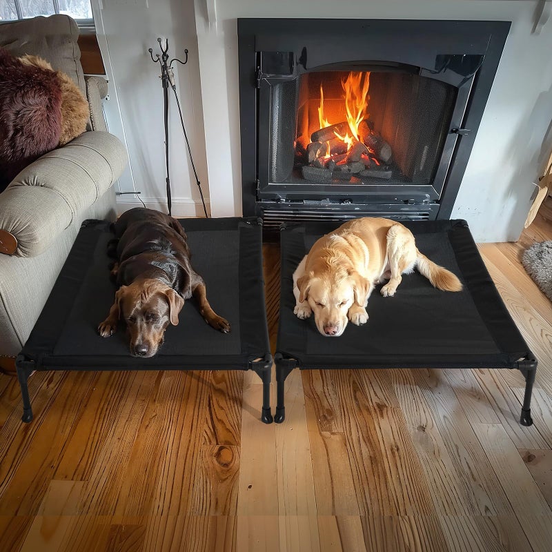 Veehoo 2 Pack Raised Dog Bed, Cooling Elevated Dog Bed, Portable Pet Cot with Washable & Breathable Mesh, No-Slip Feet, Durable Dogs Cots Beds for Large Dogs, 42" x 30", Black, CWC1803-L - Image 2