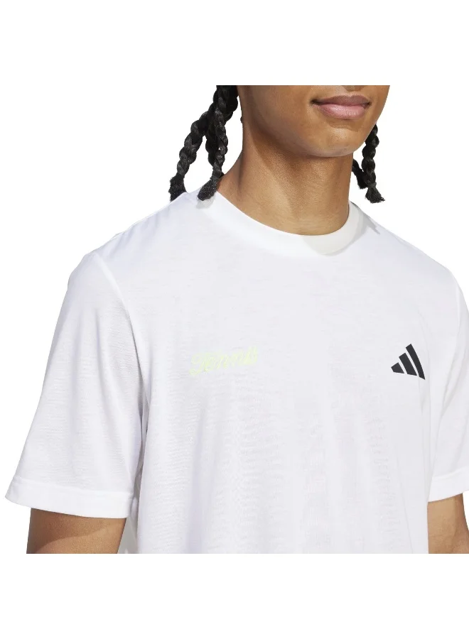 adidas تيشيرت رجالي أبيض برسومات