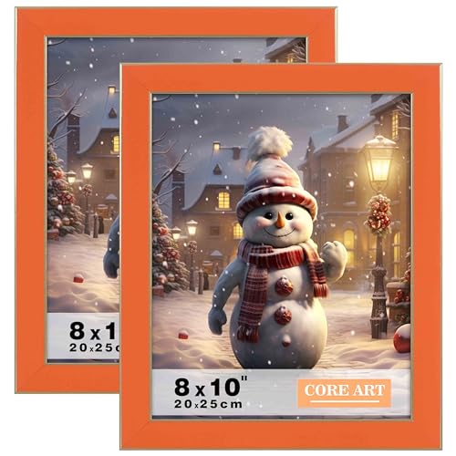 CORE ART 8x10 Orange Picture Frames, 8 by 10 Colorful Photo Frame with HD Plexiglass, Wall or Tabletop Display, Set of 2 - Image 1