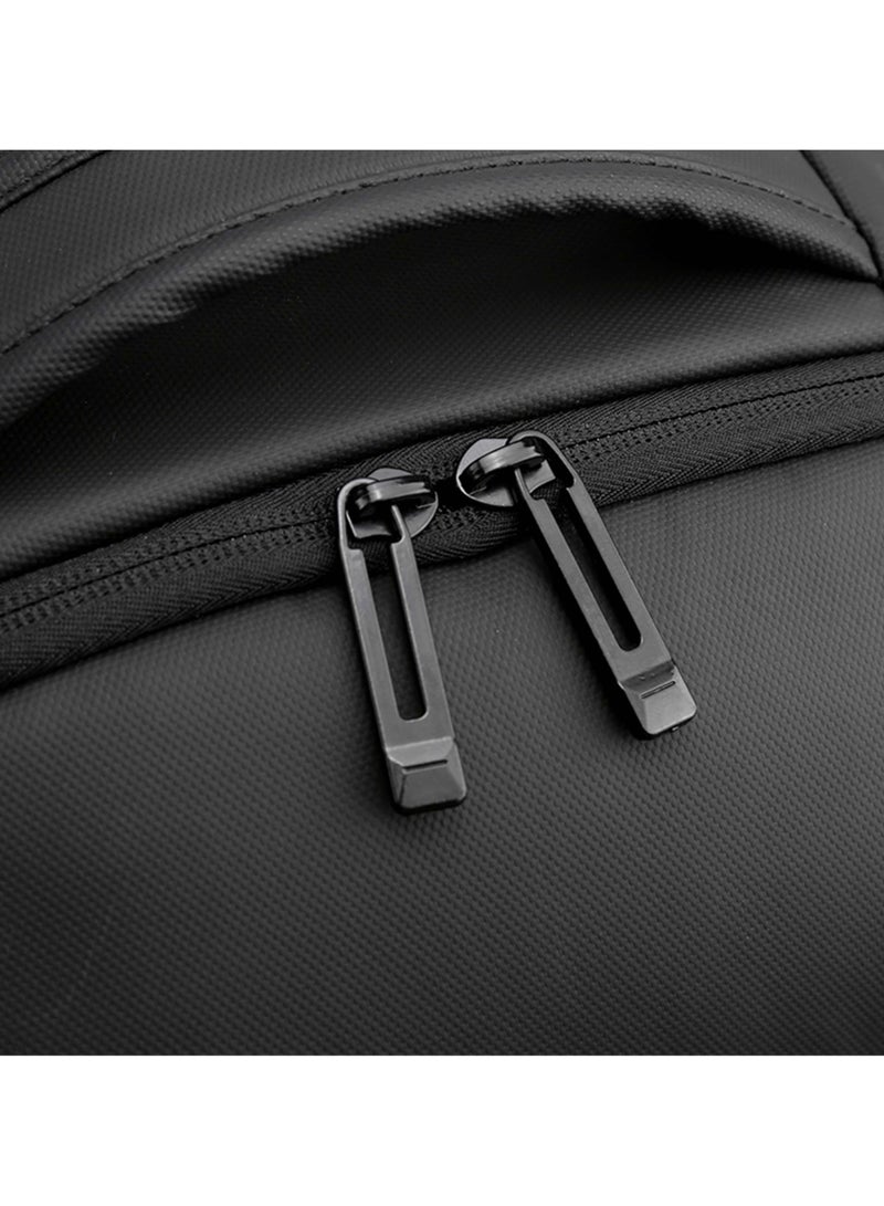 HIKE Durable Polyester Backpack Water Resistant Two Way Loader 17-inch Daypack with Built in USB Port for Men and Women, HK2104- BLACK - Image 4