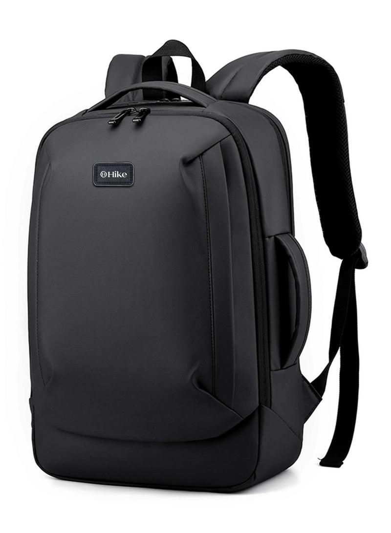 HIKE Durable Polyester Backpack Water Resistant Two Way Loader 17-inch Daypack with Built in USB Port for Men and Women, HK2104- BLACK - Image 1