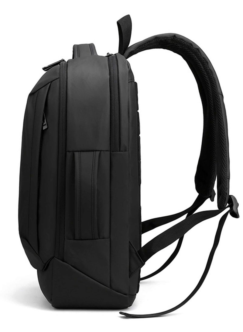 HIKE Durable Polyester Backpack Water Resistant Two Way Loader 17-inch Daypack with Built in USB Port for Men and Women, HK2104- BLACK - Image 3