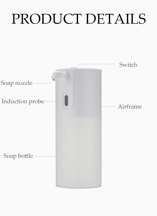 DUNISO Automatic Soap Dispenser ，Infrared Sensor Smart Liqiud Soap Dispenserwith battery design，IPX6 waterproof rating，One key switch，Contactless use for Bathroom, Kitchen ,Office，350ml，white  - Image 2