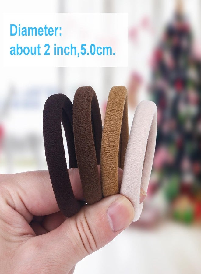 BAOLI 100PCS Brown Hair Ties for Thick Hair, Soft Thick Hair Bands no Damage, Large Hair Ponytail Holders, Nylon Pony Tails Hair Ties Elastic for Women, 2 Inch in Diameter, Light Dark Brown by BAOLI - Image 2