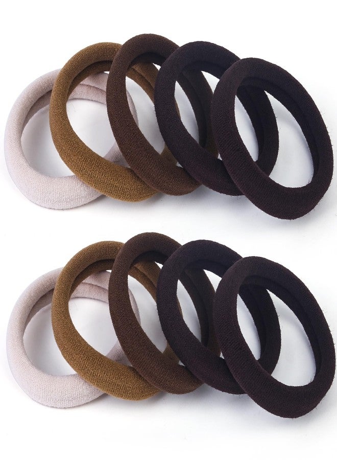 BAOLI 100PCS Brown Hair Ties for Thick Hair, Soft Thick Hair Bands no Damage, Large Hair Ponytail Holders, Nylon Pony Tails Hair Ties Elastic for Women, 2 Inch in Diameter, Light Dark Brown by BAOLI - Image 1