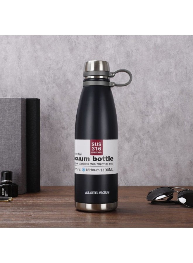 Black Large Size 1100ml Jiakang Boutique Outdoor 316 Stainless Steel Insulated Cup Large Capacity Student Sports Small Mouth Bottle Portable And Lightweight Travel