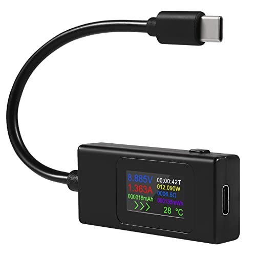 ACEIRMC 1pcs Type-C USB-C Tester Current Meter 4-30V 5V 12V 24V 0-6.5A 120W Power Meter Multimeter Ammeter Type C USB Charger Tester Color Display Capacity Fast Charge Converter (Type-C Black) - Image 1