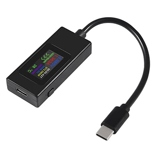 ACEIRMC 1pcs Type-C USB-C Tester Current Meter 4-30V 5V 12V 24V 0-6.5A 120W Power Meter Multimeter Ammeter Type C USB Charger Tester Color Display Capacity Fast Charge Converter (Type-C Black) - Image 2