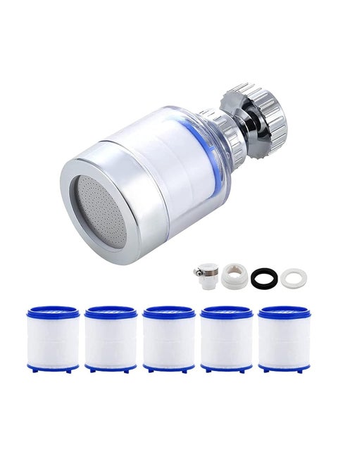Sink Filter Water Faucet,Universal 360°Rotating Bathroom Sink Filter with 5 Filter Element,Kitchen Faucet Water Filter Removes Chlorine Fluoride Heavy Metals Hard Water for Home Kitchen&Bathroom