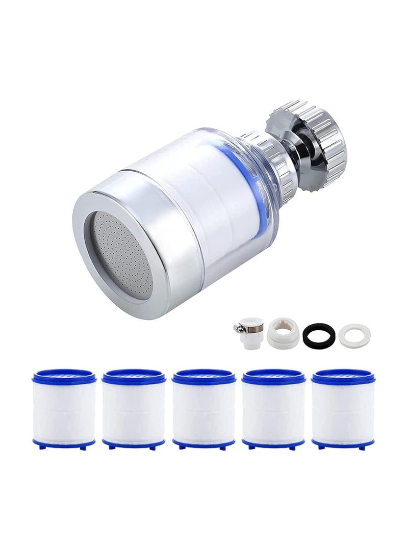 VIUAUAX Sink Filter Water Faucet,Universal 360°Rotating Bathroom Sink Filter with 5 Filter Element,Kitchen Faucet Water Filter Removes Chlorine Fluoride Heavy Metals Hard Water for Home Kitchen&Bathroom - Image 1