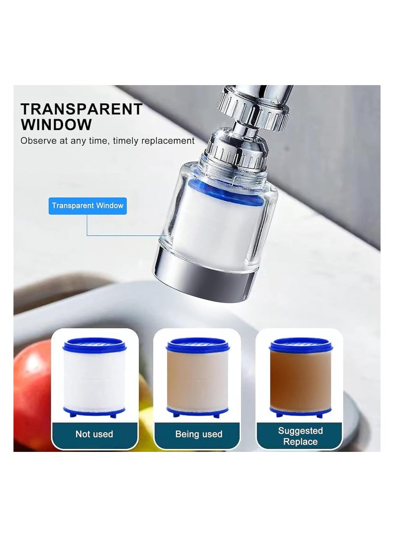 VIUAUAX Sink Filter Water Faucet,Universal 360°Rotating Bathroom Sink Filter with 5 Filter Element,Kitchen Faucet Water Filter Removes Chlorine Fluoride Heavy Metals Hard Water for Home Kitchen&Bathroom - Image 2