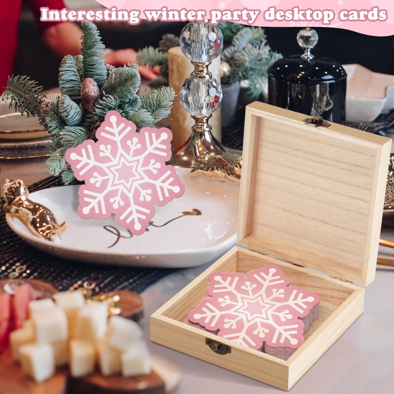 RattanView 50 Pcs Double Side Baby It's Cold Outside Baby Shower Prediction Advice Cards Winter Wonderland Games Card with Wooden Keepsake Box for Winter Christmas Party - Image 5
