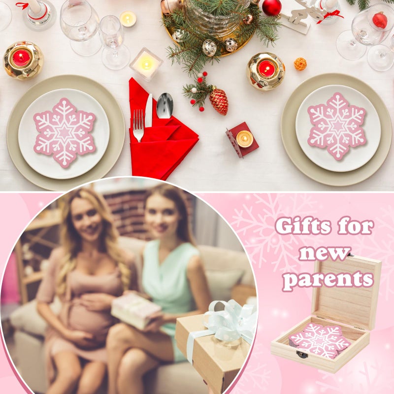 RattanView 50 Pcs Double Side Baby It's Cold Outside Baby Shower Prediction Advice Cards Winter Wonderland Games Card with Wooden Keepsake Box for Winter Christmas Party - Image 3