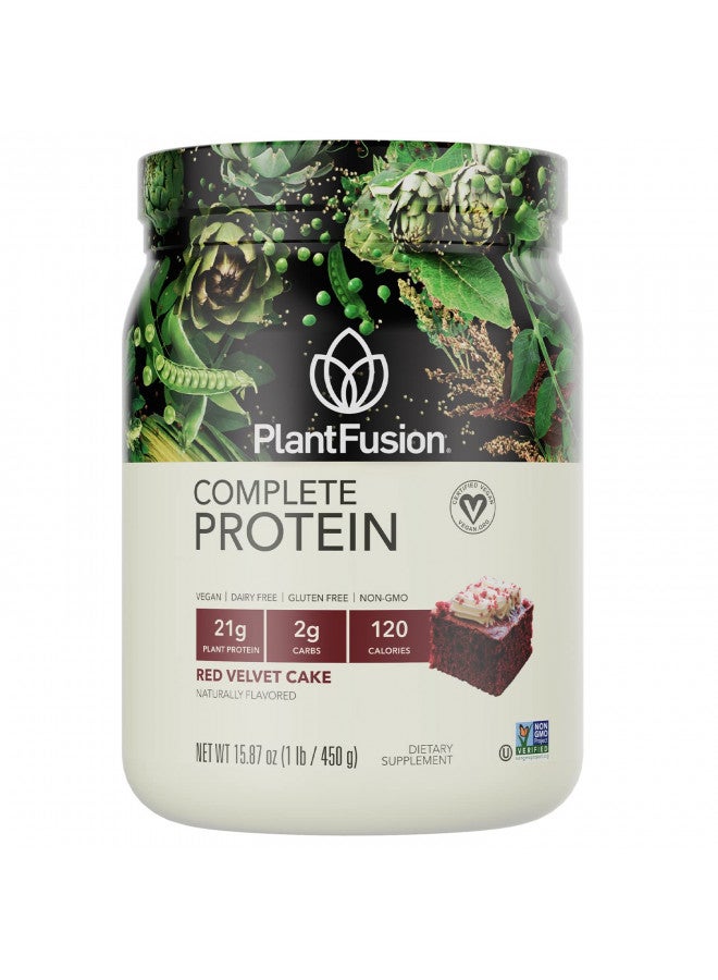 PlantFusion PlantFusion Complete Vegan Protein Powder - Plant Based Protein Powder With BCAAs, Digestive Enzymes and Pea Protein - Keto, Gluten Free, Soy Free, Non-Dairy, No Sugar, Non-GMO - Red Velvet 1 lb - Image 1