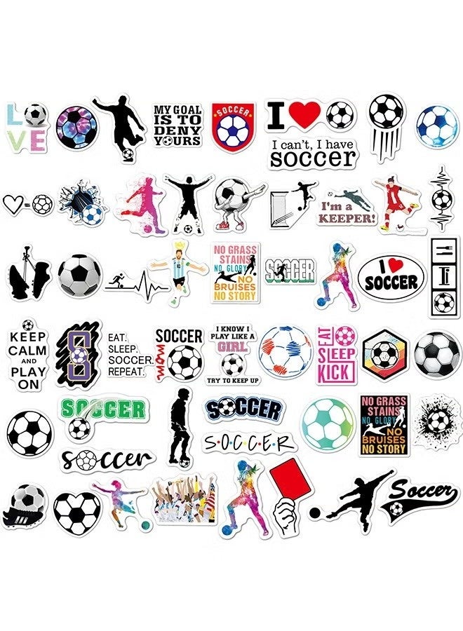 50 قطعة من ملصقات كرة القدم اللطيفة، ملصقات زجاجات المياه للأطفال والمراهقين، ملصقات فينيل مقاومة للماء لأجهزة الكمبيوتر المحمول، والمصد، ولوح التزلج، والجيتار - Image 2