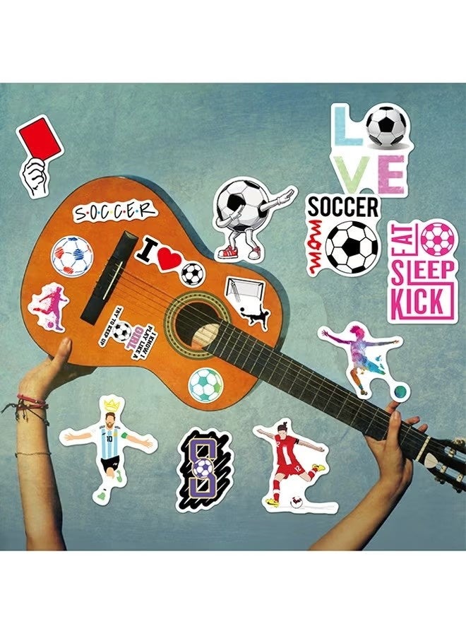 50 قطعة من ملصقات كرة القدم اللطيفة، ملصقات زجاجات المياه للأطفال والمراهقين، ملصقات فينيل مقاومة للماء لأجهزة الكمبيوتر المحمول، والمصد، ولوح التزلج، والجيتار - Image 5