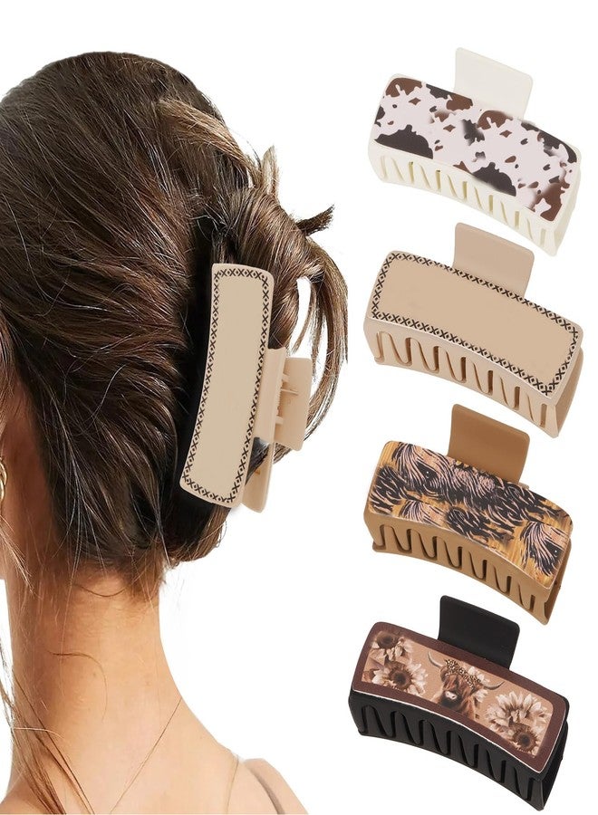 Amariver Western Hair Clips for Women 4pcs Western Claw Clips for Country Girls Large Leather Hair Clip Western Cowgirl Stuff Hair Accessories for Women Girls - Image 1