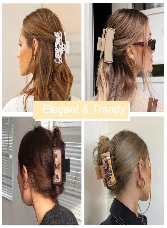 Amariver Western Hair Clips for Women 4pcs Western Claw Clips for Country Girls Large Leather Hair Clip Western Cowgirl Stuff Hair Accessories for Women Girls - Image 5