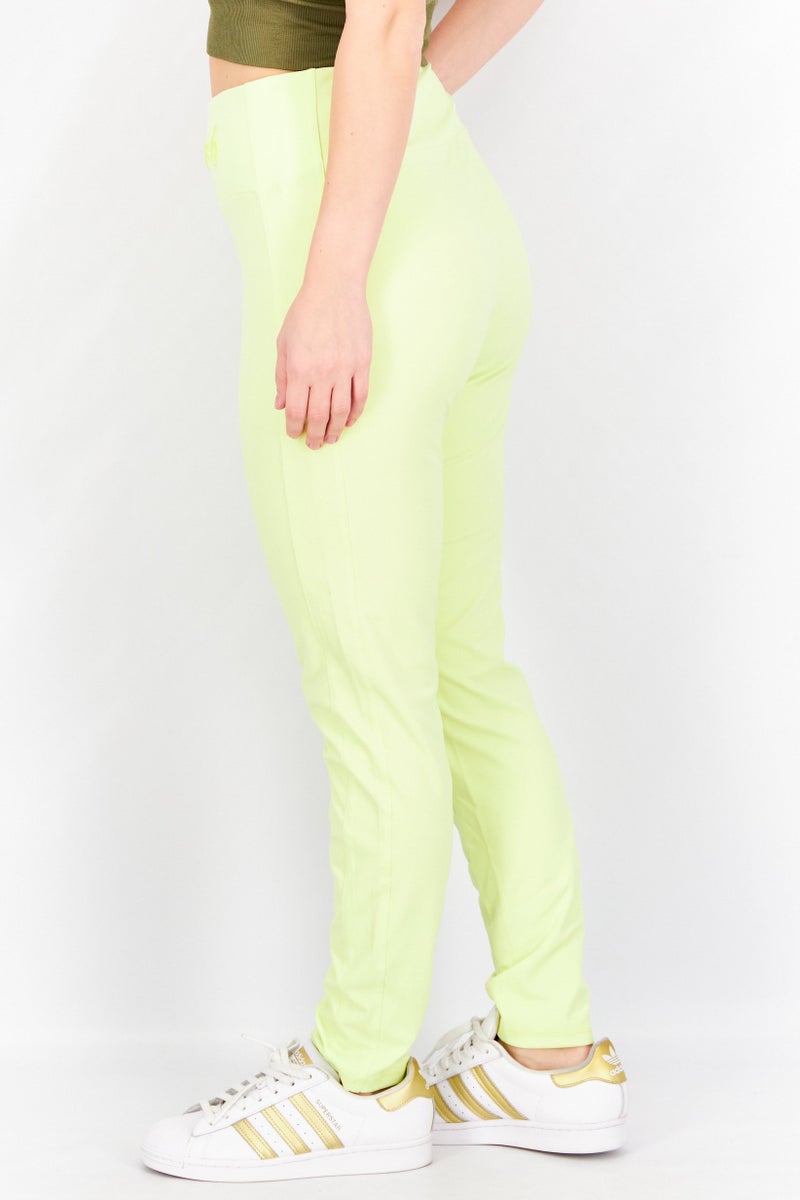 TRIBE OF 6 Women Embroidered Waistband Leggings, Sunny Lime - Image 2
