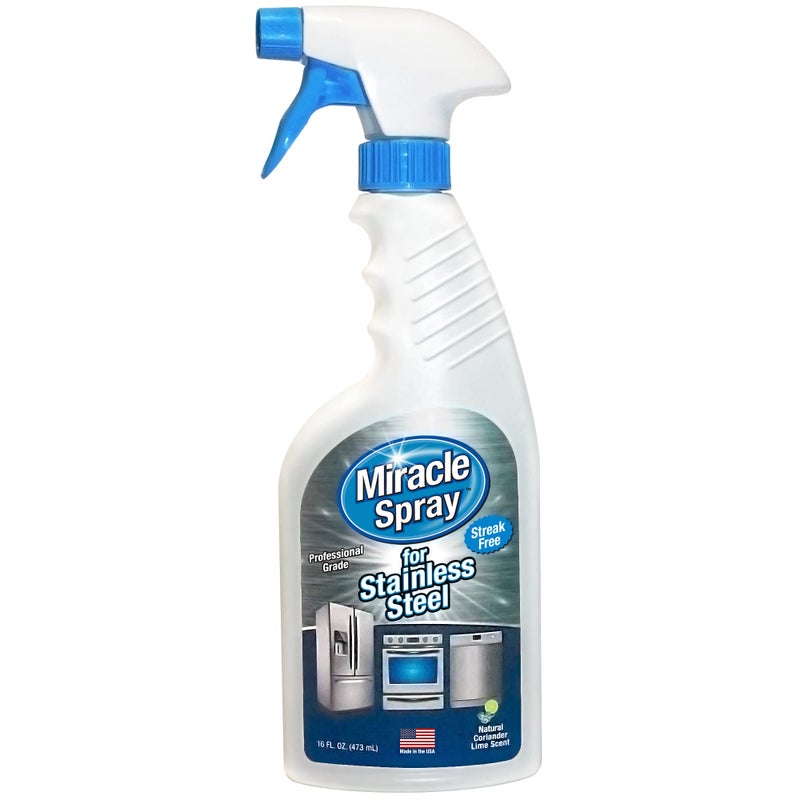 Miracle Brands MiracleSpray for Stainless Steel, Cleaning Spray, Removes Fingerprints and Smudges From Oven, Refrigerator, Microwave, Sink, Hood, and Grill, 16 Ounce - Image 1