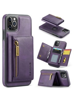 CaseMe Wallet Case for iPhone 11 Pro MAX DGMING Premium Leather Phone Case Back Cover Magnetic Detachable with Trifold Wallet Card Holder Pocket - Purple