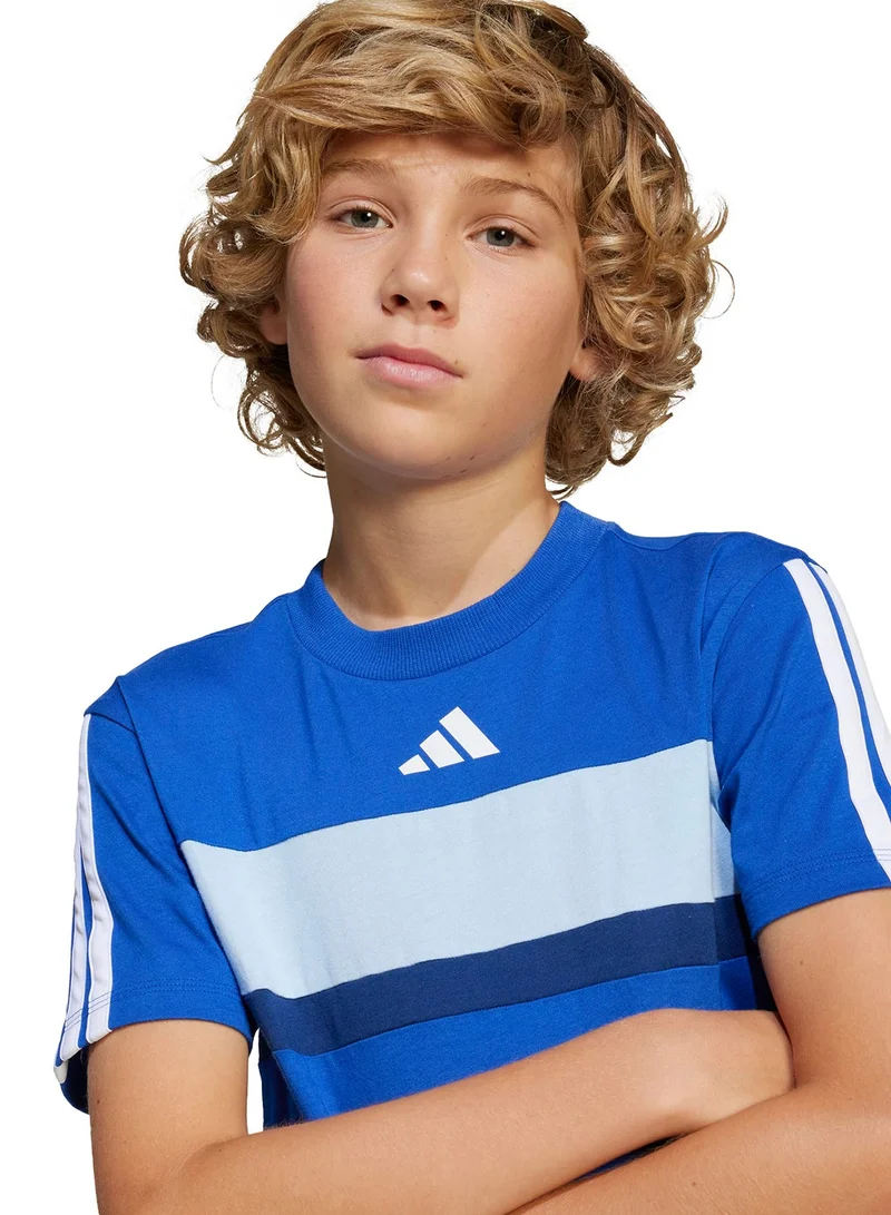 Adidas Youth Seasonal Essential Tiberio 3 Stripe T-Shirt