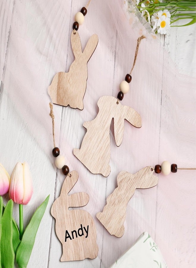 KIGEAPUEL 12PCS Easter Basket Name Tags-DIY Blank Wooden Bunny Tag-Farmhouse Wooden Blank Hanging Sign for Easter Basket Decoration Supplies (Wood Color) - Image 1