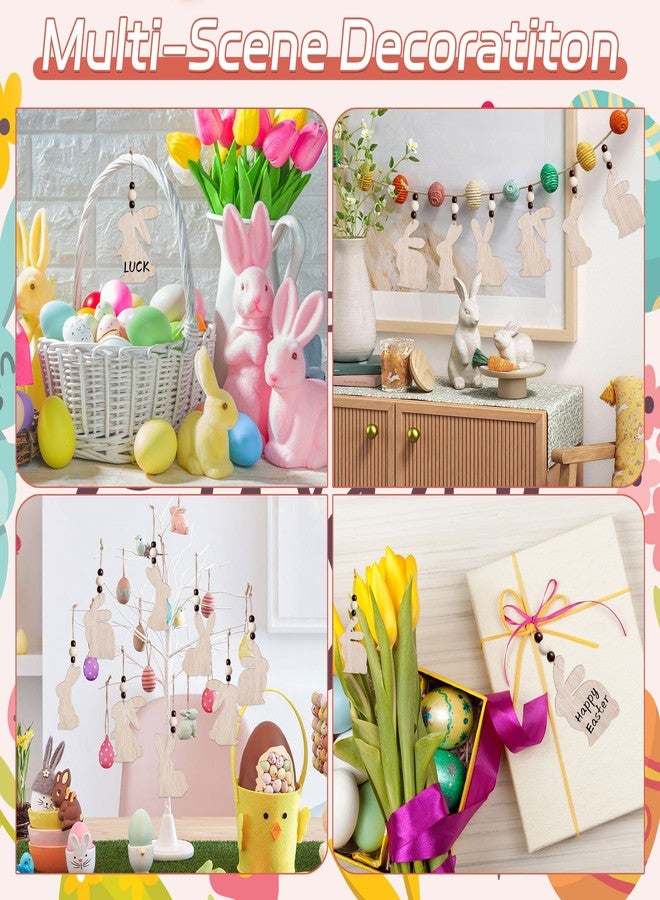 KIGEAPUEL 12PCS Easter Basket Name Tags-DIY Blank Wooden Bunny Tag-Farmhouse Wooden Blank Hanging Sign for Easter Basket Decoration Supplies (Wood Color) - Image 4