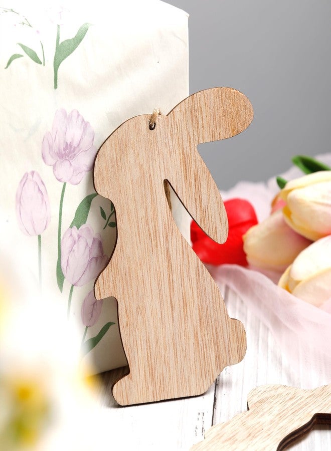 KIGEAPUEL 12PCS Easter Basket Name Tags-DIY Blank Wooden Bunny Tag-Farmhouse Wooden Blank Hanging Sign for Easter Basket Decoration Supplies (Wood Color) - Image 5
