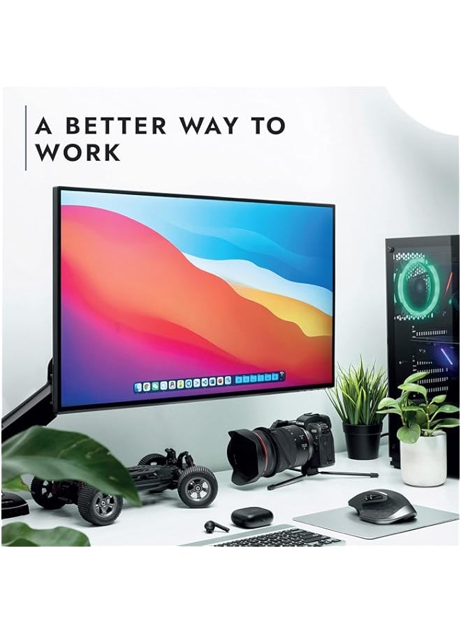HuHa - Invision PC Monitor Stand Single Arm for 19 to 32 Inch Monitors, Desk Clamp VESA 75/100 mm, Tool-free Height Adjustment with Tilt Swivel Turns, Increased Load Capacity of 2-9 kg (MX200) - Image 1