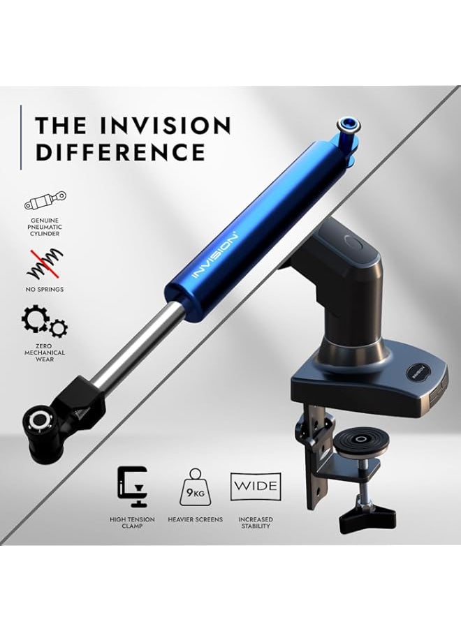 HuHa - Invision PC Monitor Stand Single Arm for 19 to 32 Inch Monitors, Desk Clamp VESA 75/100 mm, Tool-free Height Adjustment with Tilt Swivel Turns, Increased Load Capacity of 2-9 kg (MX200) - Image 1