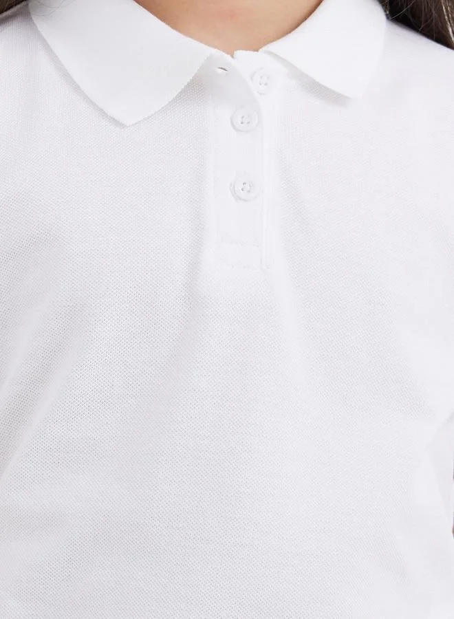 Styli Styli Girls White Cotton Polo T-Shirt