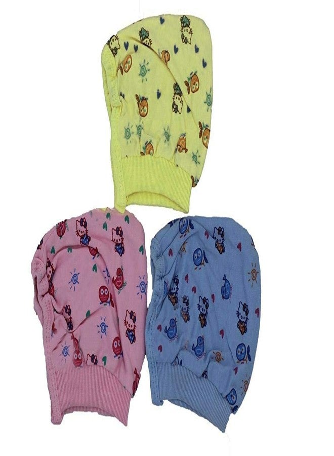 BCARE Newborn Baby Boys Girls Winter Care Soft Cotton Hosiery Cap with Tai Knot & Bonnet for Toddler Multicolor Woolen Caps Infant Hat Kids Topi Pack of 3 - Image 2