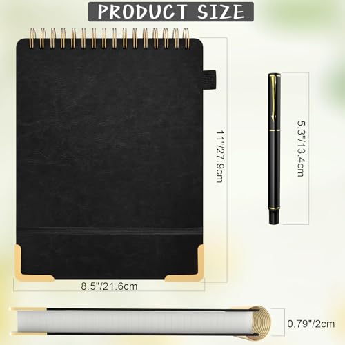 Mousbull A4 Top Spiral Notebook, Large Leather Hardcover Top Bound Steno Pads, 240 Pages 100 gsm Thick Lined Paper Left Handed Notebook Journal for Work, School, Meeting Writing - Black, 8.5" x 11" - Image 3