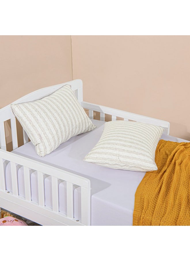 NTBAY - NTBAY Organic Cotton Toddler Pillowcases - Super Soft & Breathable Jersey Cotton Toddler Pillow Cases, 13”x18” Pillow Cases with Envelope Closure, Camel and Beige Stripe - Image 1